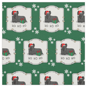 Christmas Santa Claus Hat Skye Terrier (black) Fabric