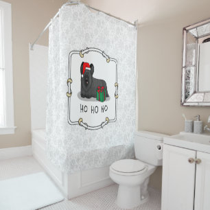 Christmas Santa Claus Hat Skye Terrier (black) Shower Curtain