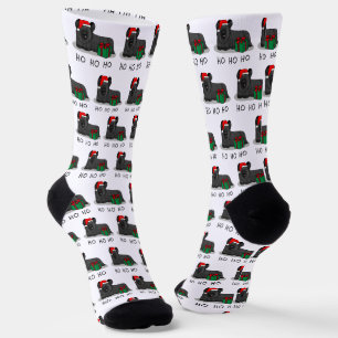 Christmas Santa Claus Hat Skye Terrier (black) Socks