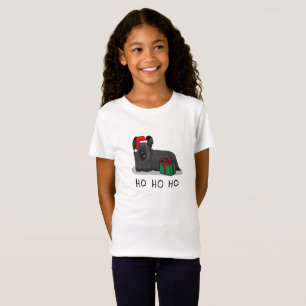 Christmas Santa Claus Hat Skye Terrier (black) T-Shirt