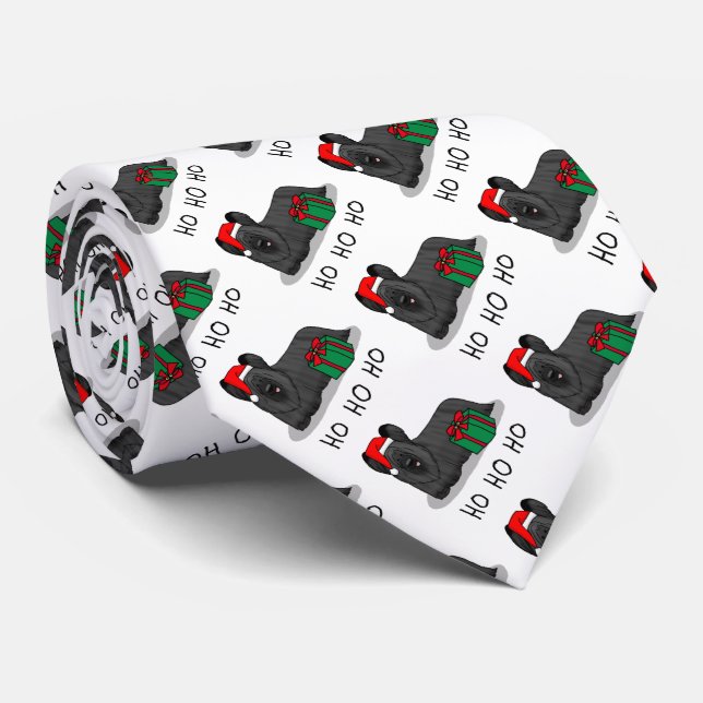 Christmas Santa Claus Hat Skye Terrier (black) Tie (Rolled)