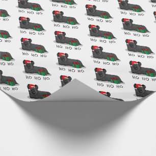 Christmas Santa Claus Hat Skye Terrier (black) Wrapping Paper