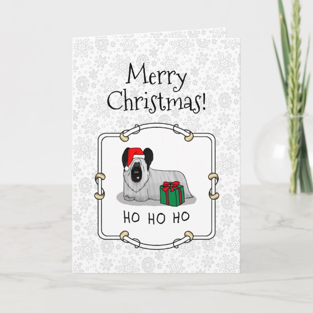 Christmas Santa Claus Hat Skye Terrier (silver) Card (Front)