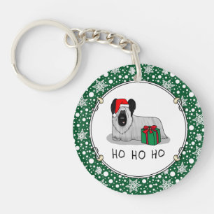 Christmas Santa Claus Hat Skye Terrier (silver) Key Ring
