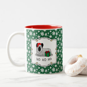 Christmas Santa Claus Hat Skye Terrier (silver) Two-Tone Coffee Mug
