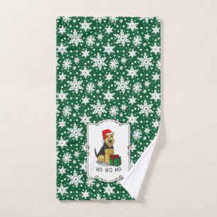 Christmas Santa Claus Hat Welsh Terrier Dog Cute Bath Towel Set
