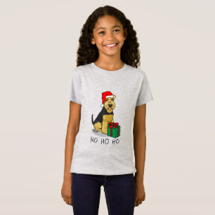 Christmas Santa Claus Hat Welsh Terrier Dog Cute T-Shirt
