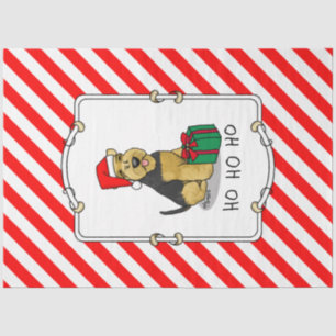 Christmas Santa Claus Hat Welsh Terrier Dog Cute Tissue Paper
