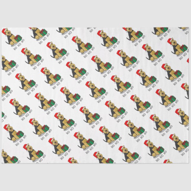 Christmas Santa Claus Hat Welsh Terrier Dog Cute Tissue Paper (Front)