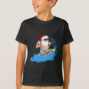 Christmas Santa Claus Hawaiian Surfing Summer Surf T-Shirt