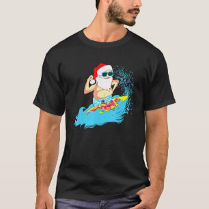 Christmas Santa Claus Hawaiian Surfing Summer Surf T-Shirt