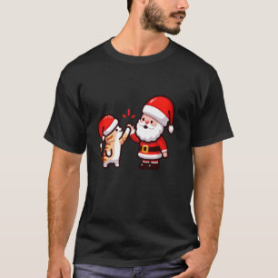 Christmas Santa Claus High Fiving Cat Family Match T-Shirt