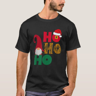 Christmas Santa Claus Ho Ho Ho Leopard Funny Xmas  T-Shirt