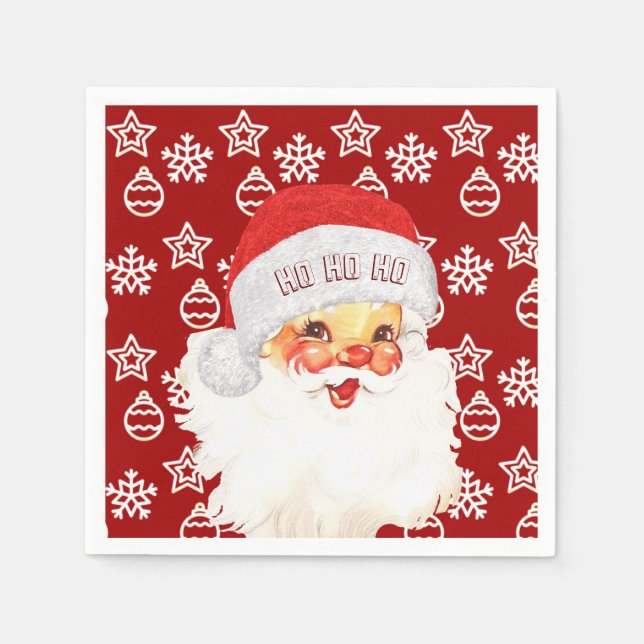Christmas Santa Claus HO HO HO on Red Napkin (Front)