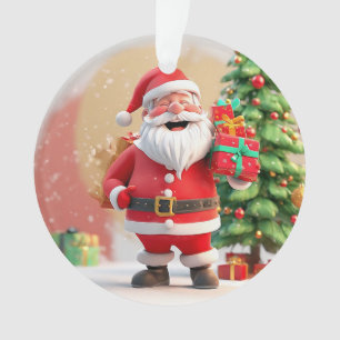 Christmas Santa Claus Holding Present Ornament