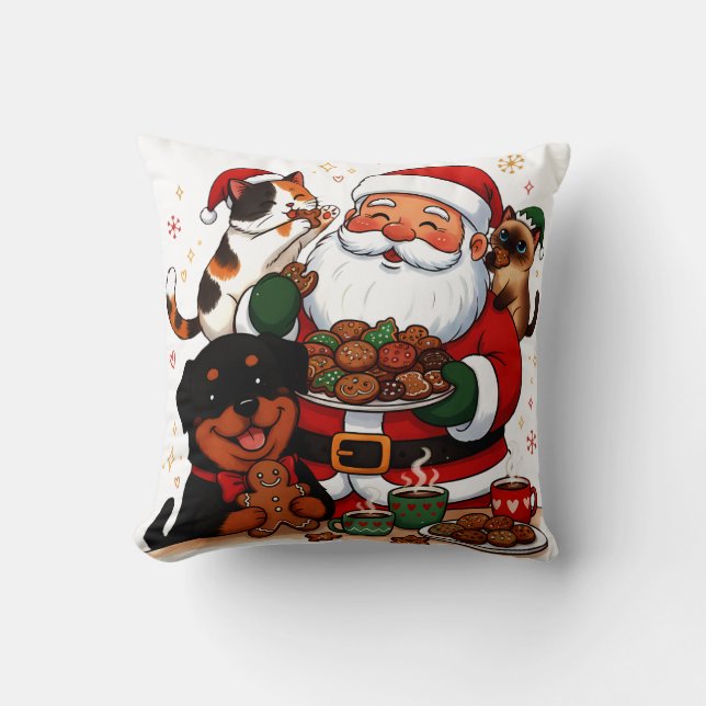 christmas, santa claus, holiday cookies, calico ca cushion (Front)