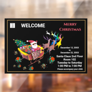 Christmas Santa Claus Hours Business Personalise Window Cling