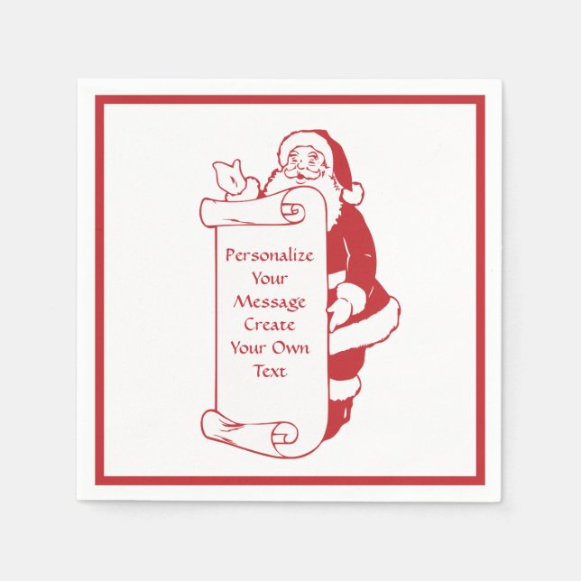 Christmas Santa Claus List Personalise Napkin (Front)