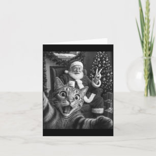 Christmas Santa Claus Merry X-mas Funny Cat Selfie Card