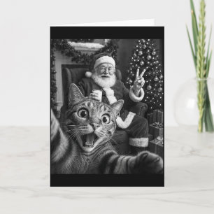 Christmas Santa Claus Merry X-mas Funny Cat Selfie Card