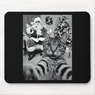 Christmas Santa Claus Merry X-mas Funny Cat Selfie Mouse Mat