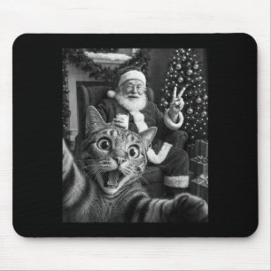 Christmas Santa Claus Merry X-mas Funny Cat Selfie Mouse Mat