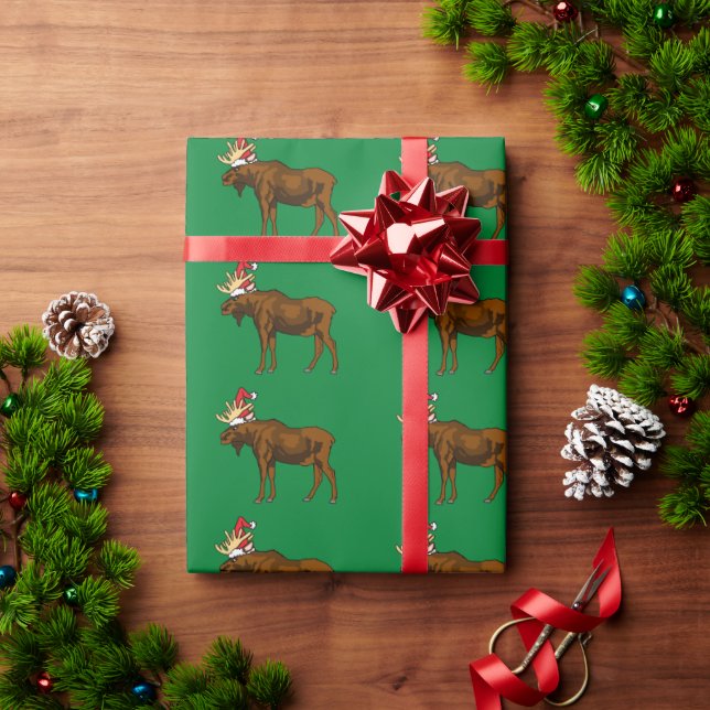 Christmas Santa Claus Moose Wrapping Paper (Holiday Gift)