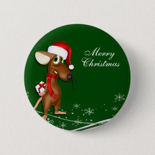 Christmas Santa Claus Mouse 6 Cm Round Badge