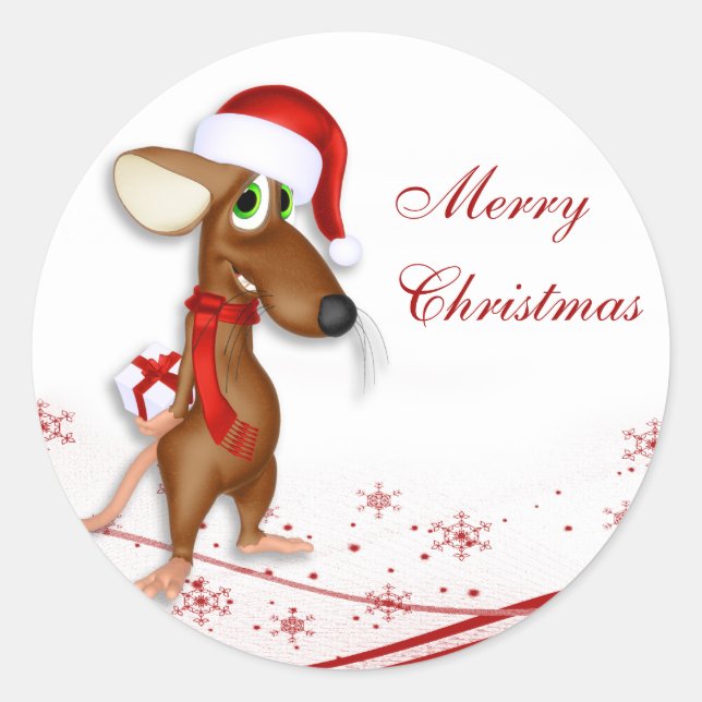 Christmas Santa Claus Mouse Gift Tag (Front)