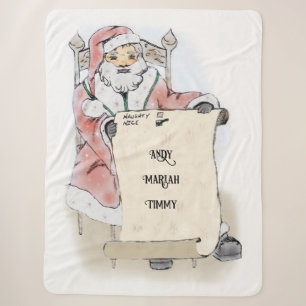 Christmas Santa Claus Naughty Nice List Blanket