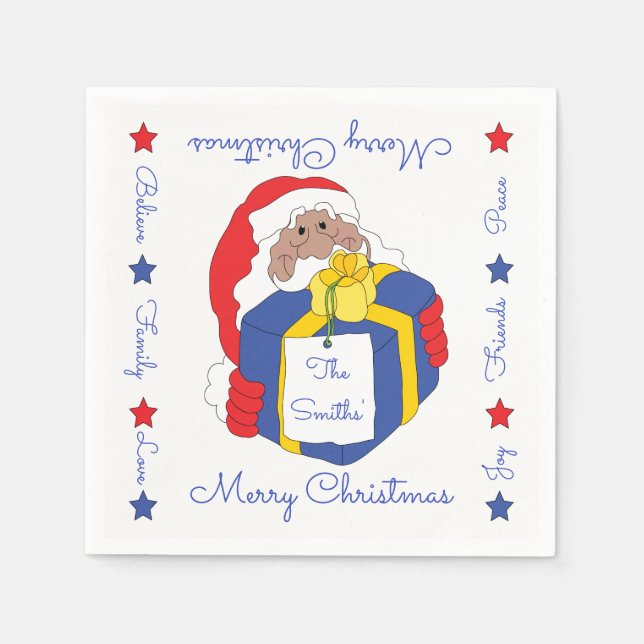 Christmas Santa Claus of Colour Napkin (Front)