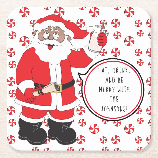 Christmas Santa Claus of Colour Toast Square Paper Coaster (Front)