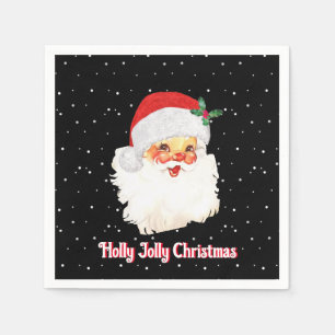 Christmas Santa Claus on Black Napkin
