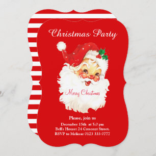 Christmas Santa Claus on Red Party Invitation