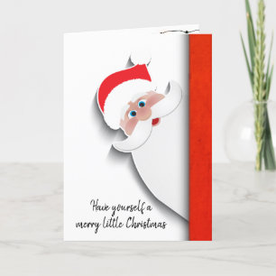 Christmas Santa Claus On White Holiday Card
