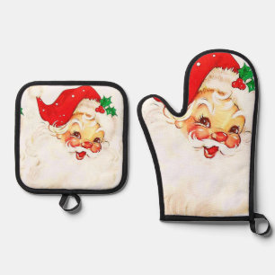 Christmas Santa Claus Oven Mitt & Pot Holders  Oven Mitt & Pot Holder Set