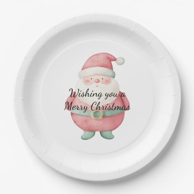 Christmas Santa Claus Paper Plate (Front)