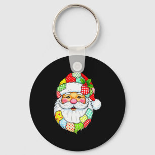 Christmas Santa Claus Patchwork Vintage Men Women  Key Ring