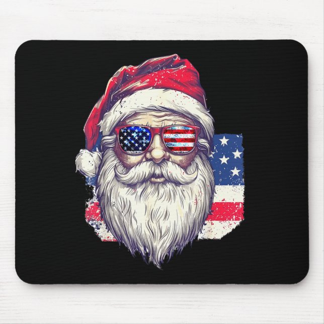 Christmas Santa Claus Patriotic Usa Sungles In Jul Mouse Mat (Front)