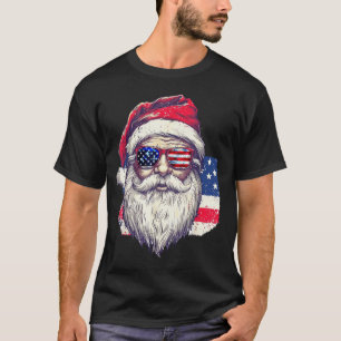 Christmas Santa Claus Patriotic Usa Sungles In Jul T-Shirt