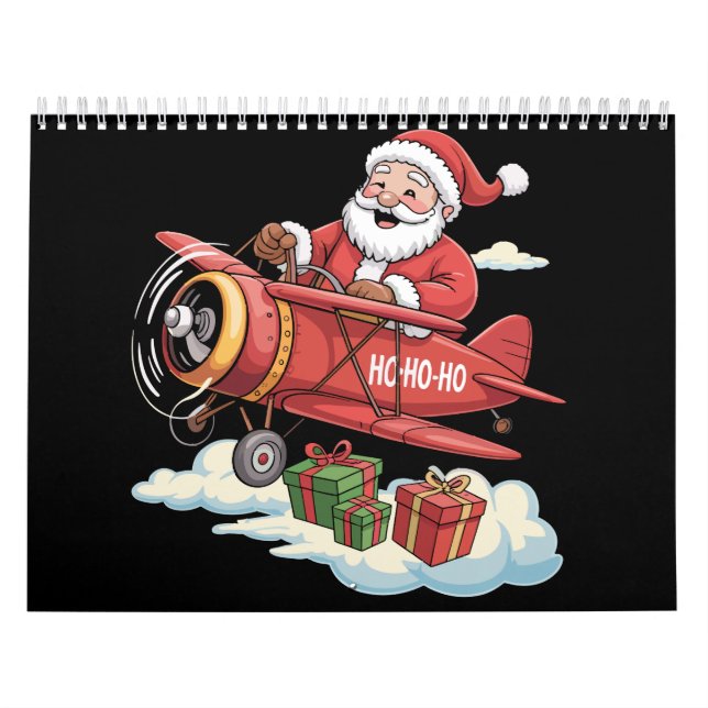 Christmas Santa Claus Pilot Flying Aeroplane Gift Calendar (Cover)