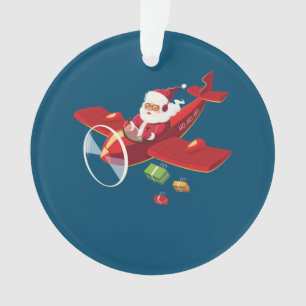 Christmas Santa Claus Pilot Flying Aeroplane Gift Ornament