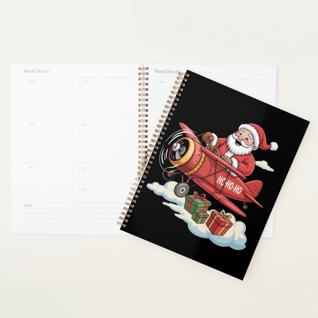 Christmas Santa Claus Pilot Flying Aeroplane Gift Planner (Display)