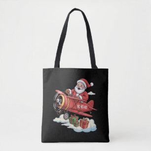 Christmas Santa Claus Pilot Flying Aeroplane Gift Tote Bag