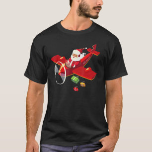 Christmas Santa Claus Pilot Flying Aeroplane T-Shirt