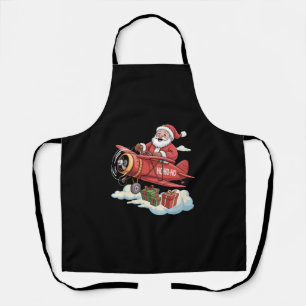 Christmas Santa Claus Pilot Flying Airplane Gift Apron
