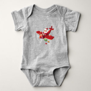 Christmas Santa Claus Pilot Flying Airplane Gift Baby Bodysuit