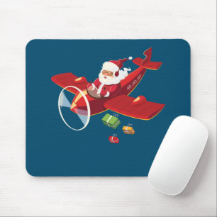 Christmas Santa Claus Pilot Flying Airplane Gift Mouse Mat