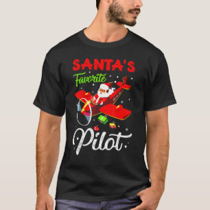 Christmas Santa Claus Pilot Flying Airplane T-Shirt