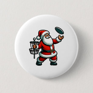 Christmas Santa Claus Playing Disc Golf Pajama Xma 6 Cm Round Badge